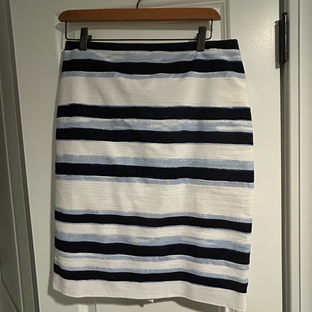 Ann Taylor Factory Navy, White & Blue Striped Skirt
